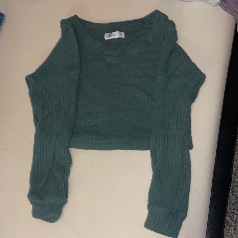 Green Cold Shoulder Sweater